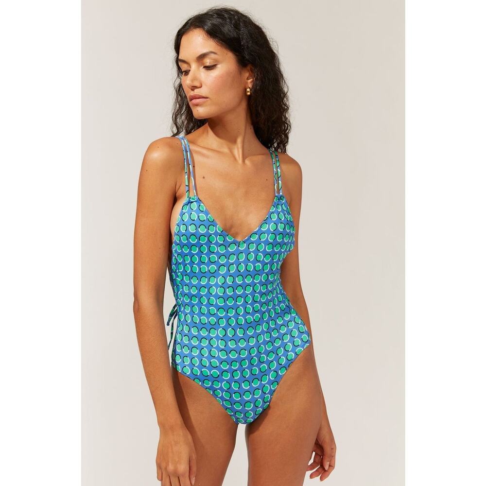 SOLID & STRIPED Blue and Green Printed One-Piece Swimsuit